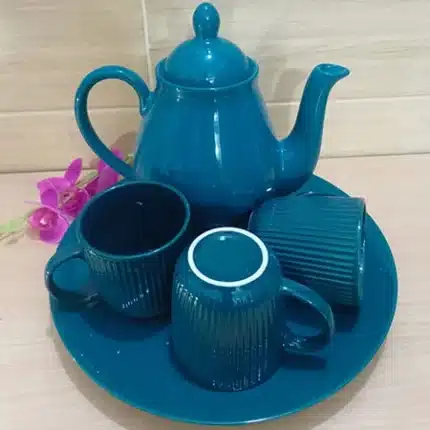 teal color teapot set