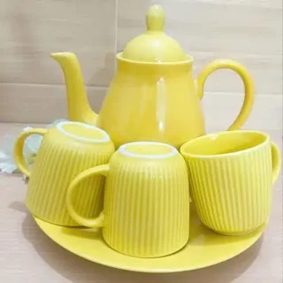 yellow color teapot set