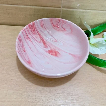 27 Pieces Pink Marble Design Dinner Set - Image 6