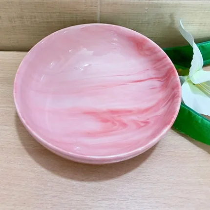 27 Pieces Pink Marble Design Dinner Set - Image 4