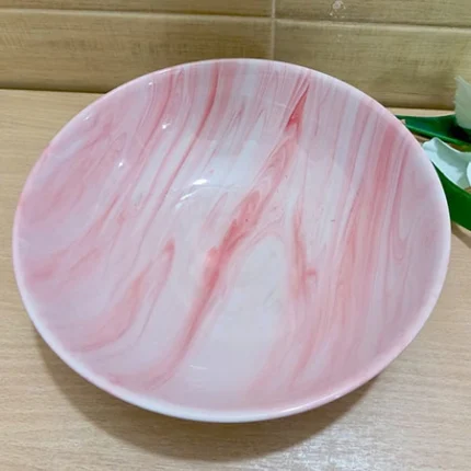 27 Pieces Pink Marble Design Dinner Set - Image 5