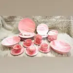 32 pcs pink marble dinner set