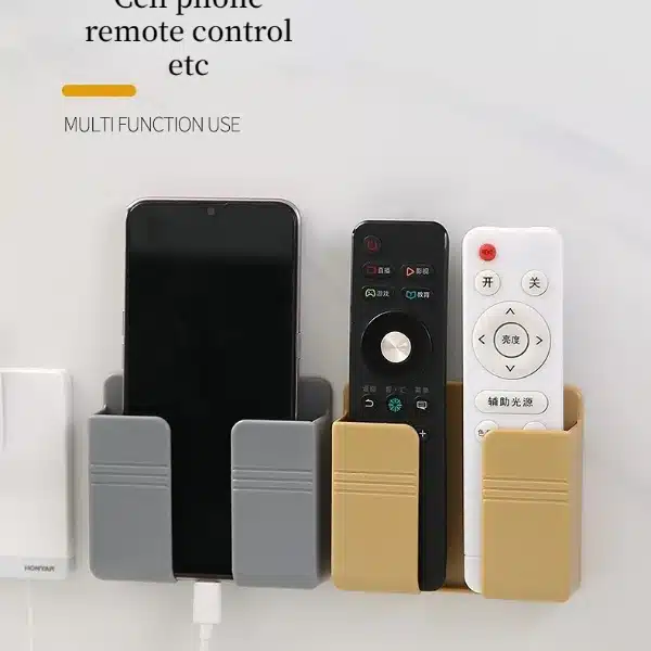 Multifunction Wall Mounted TV Remote Control Mobile Phone Plug Charging Holder - Image 1